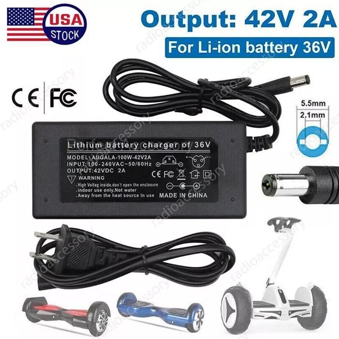 Chargeur Xahpower 42V 2A Pour Trottinette électrique – Compatible GOTRAX GXL V2, G2, G3, G4, Apex, Glider, XR Elite, XR Ultra – Connecteur 5,5x2,5 Mm