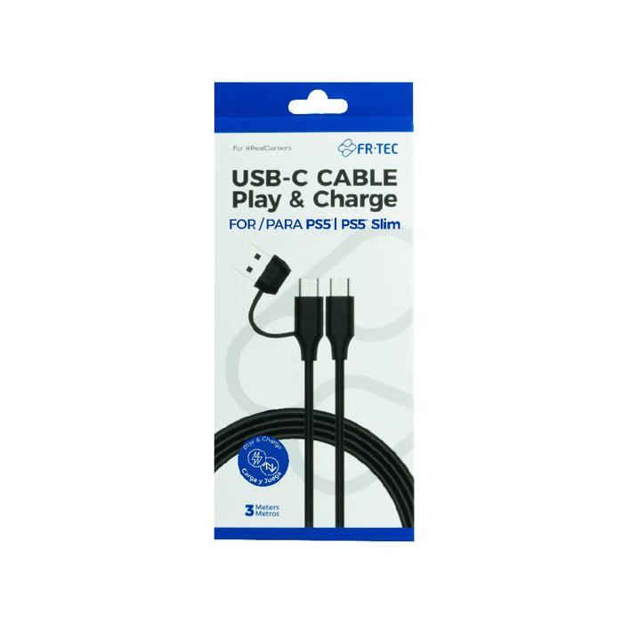 Câble USB C Just For Games Play & Charge 3 pour PS5 et PS5 Slim
