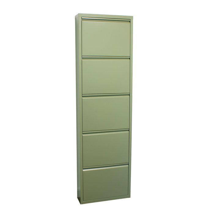 Pisa Armoire à chaussures à 5 rabats/portes en métal vert. Livré entièrement monté. Pisa Armoire à chaussures à 5 rabats/portes en métal vert. Livré entièrement monté.