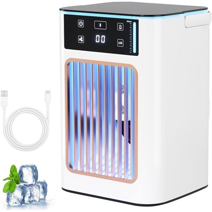 Ventilateur de table - LIKE NO OTHER - Mini climatiseur USB - 900 ml - 3 vitesses - Ultra silencieux - 1 Like No Other