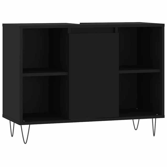 (57765)Commode de salle de bains CHICArmoire de salle de bain noir 80x33x60 cm bois dingénierie FR