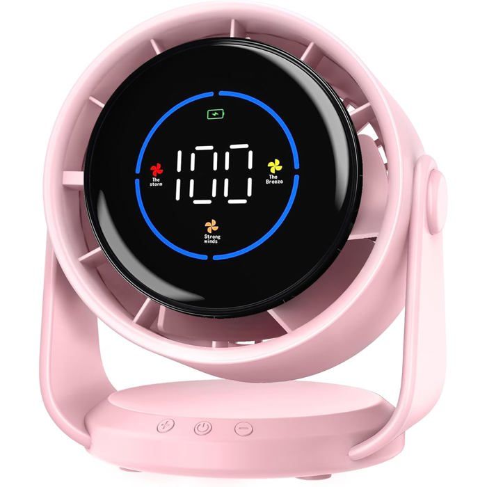 Ventilateur Silencieux Ultra Puissant Ventilateur De Bureau À 100 Vitesses Et Tête Rotative À 105° Ventilateur Rechargeable Usb V - Gato Negro