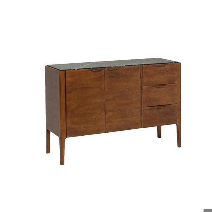 Buffet en bois de manguier et marbre noir Roch