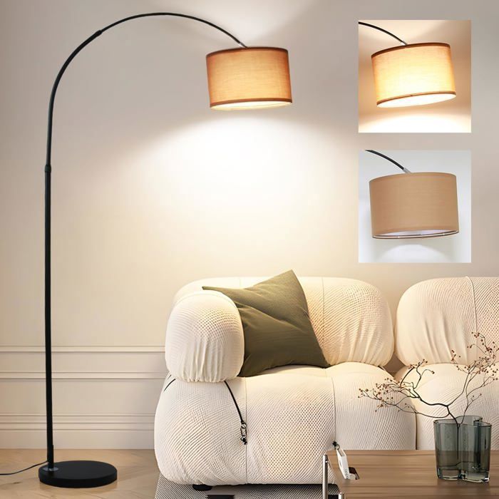 ANTENLICHT Lampadaire Arc Argent-Marron: Intensité Variable LED E27 Vintage Pour Salon/Chambre/Hôtel