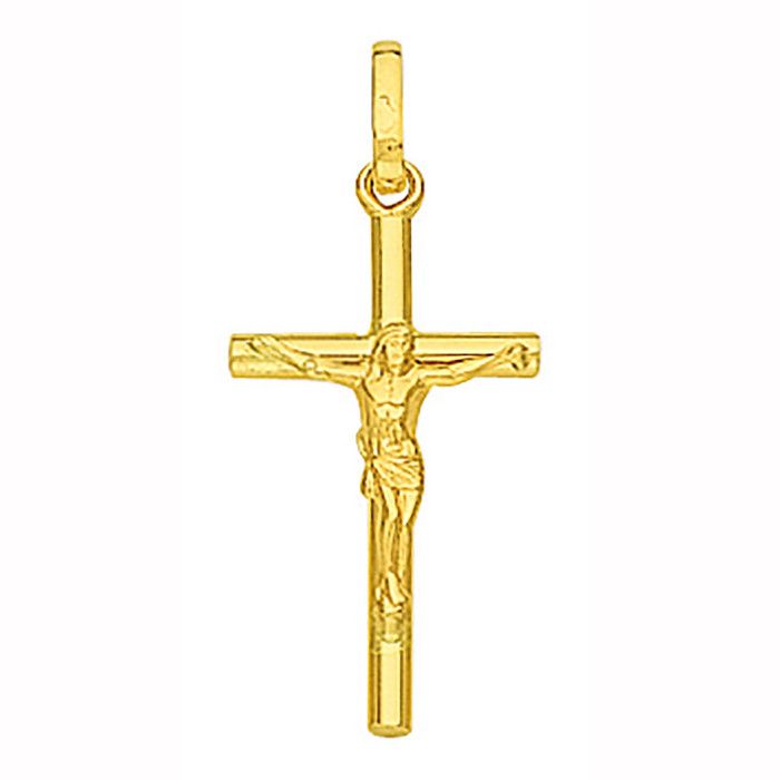 Pendentifs et Médailles femme - Brillaxis - Pendentif Brillaxis croix Christ or jaune 9 carats - Couleur de la matière:Jaune - Jaun