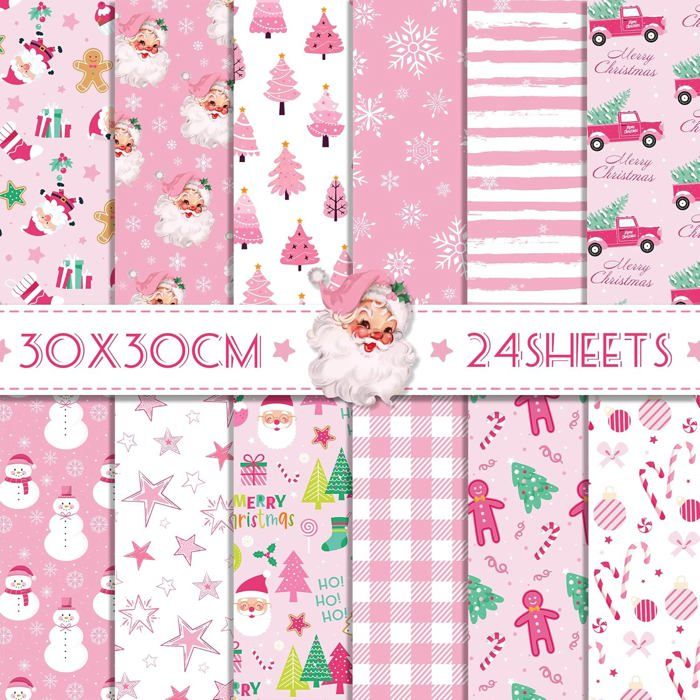 Papier Scrapbooking De Noël 12x12 Pouces – Lot De 24 Feuilles Double Face Satiné