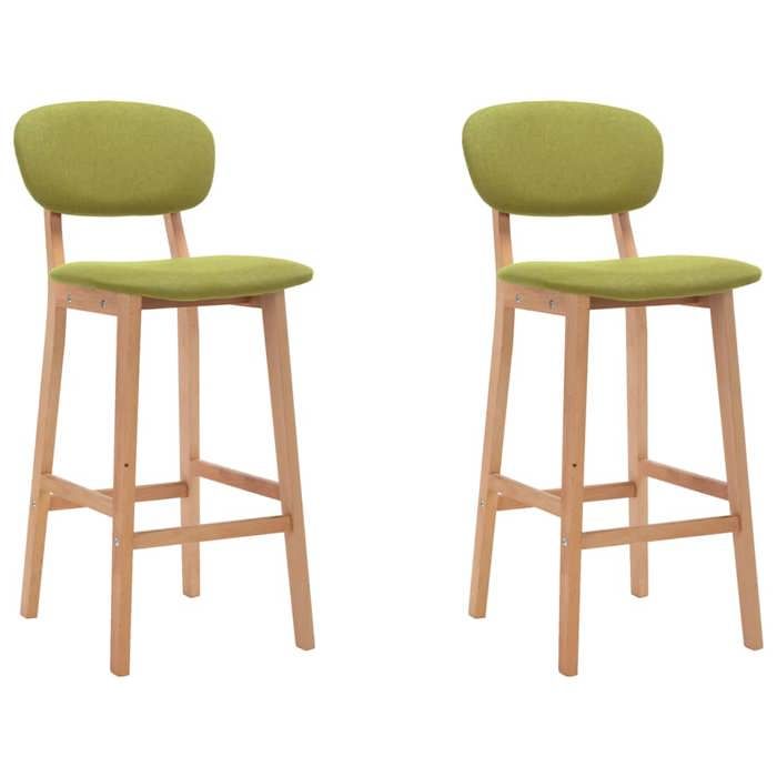 Tabourets de bar en tissu - vidaXL - Lot de 2 - Vert - Bois de hêtre massif - 45x47x92 cm - Siège 42x36 cm