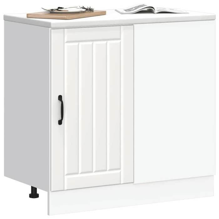 Meuble bas de cuisine - vidaXL - Blanc - Bois dingénierie - 86x46x815 cm - Capacité 70 kg - Pieds réglables - Lucca