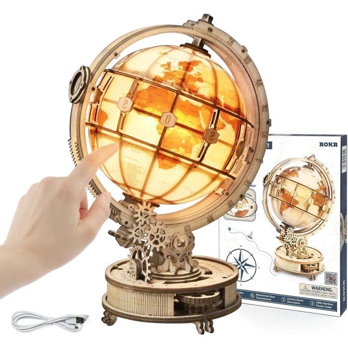 ROWOOD Puzzle 3D en Bois avec lumière LED, kit créatif pour Adultes, Maquette en Bois, décoration de Table, Art Mural déco, idée Cadeau Puzzle pour Femmes Hommes TH003 Thème Ciel étoilé