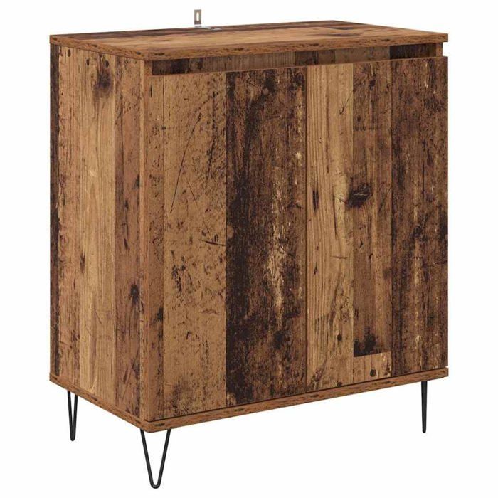 Buffet bois ancien - vidaXL - 60x35x70 cm - Bois dingénierie - 2 portes - Style minimaliste - Grand rangement