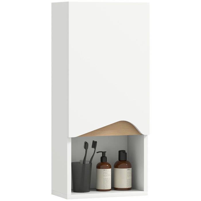 Armoire murale de salle de bain - HOMCOM - porte à fermeture douce étagère réglable - panneau de particules - 30x17x67cm - blanc Armoire murale de salle de bain - HOMCOM - porte à fermeture douce étagère réglable - panneau de particules - 30x17x67cm - blanc