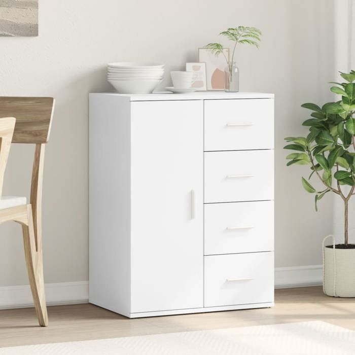 [96373]Buffet Bahut MEUBLECHIC commode meuble de rangement blanc 59x39x80 cm bois dingénieriePoids:30 Kg