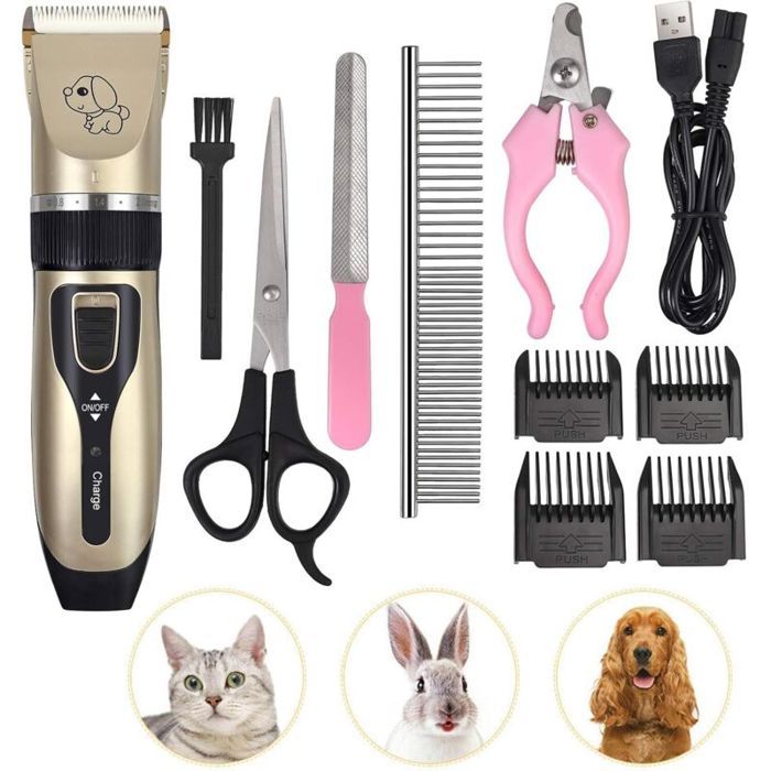 Tondeuse pour animaux - Virex® - Silencieux - Rechargeable - Sans fil - Ciseaux inclus - Peigne inclus