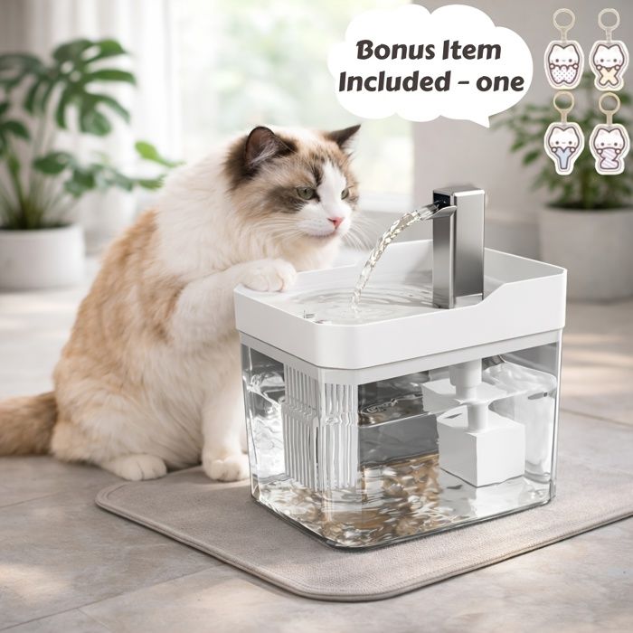 Fontaine à eau automatique ultra-silencieuse pour animaux (chats et chiens) — Alimentation USB avec quadruple filtration