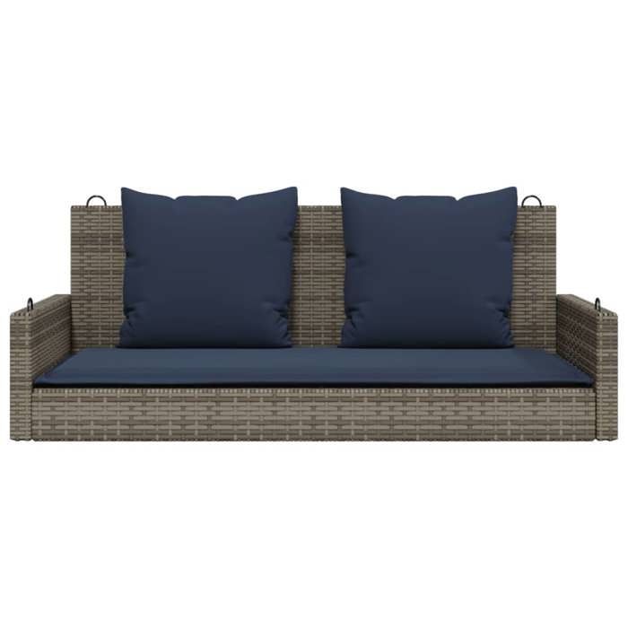 Promotion mars * Banc de jardin(1/2 PLACES) - Banquette balcon - anticorrosion - à bascule avec coussins Gris 119x56x48 cm Résine