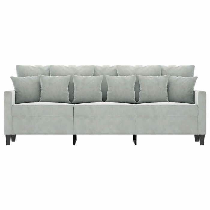 Antitaches Canapé à 3 places Scandinave - LEMONTREE - pour salon - Gris clair 180cm Velours Size globales:198x77x80cm 4836555040