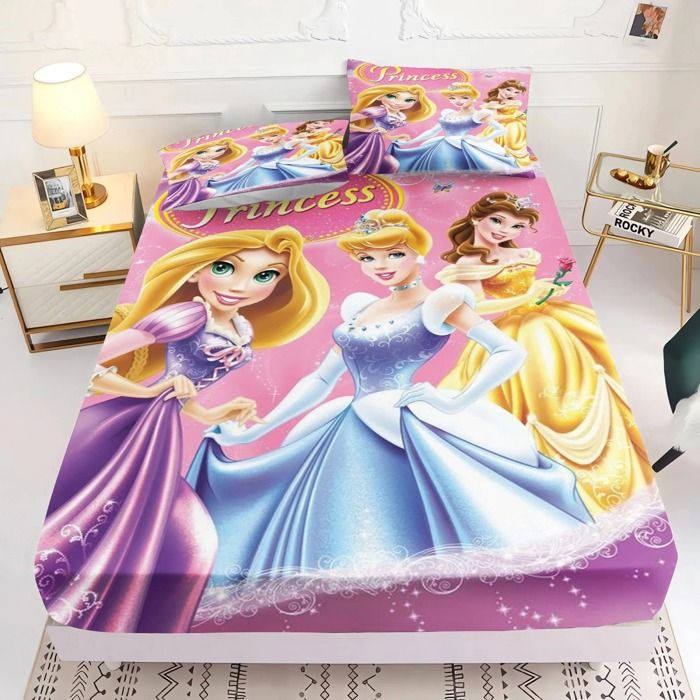 ZBT080590 Parure de lit Princesse drap-housse pour matelas de 30 cm dépaisseur imprimé anime avec taies doreiller. 140X200CM