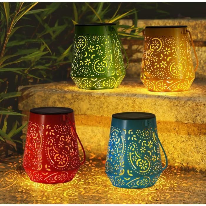 Lanterne Solaire Exterieur Jardin Lumiere Solaire Exterieur Decorative 4 Couleurs IP44 Imperméables Lampe Solaire Exterieur Table