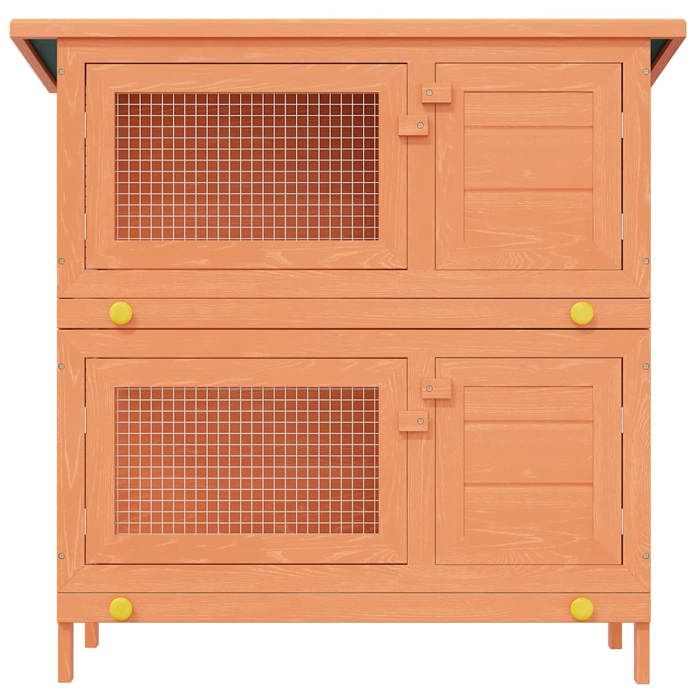 Clapier dextérieur Enclos pour petits animaux 4 portes - vidaXL - bois de sapin massif - 38 x 77 x 795 cm dwv49k161