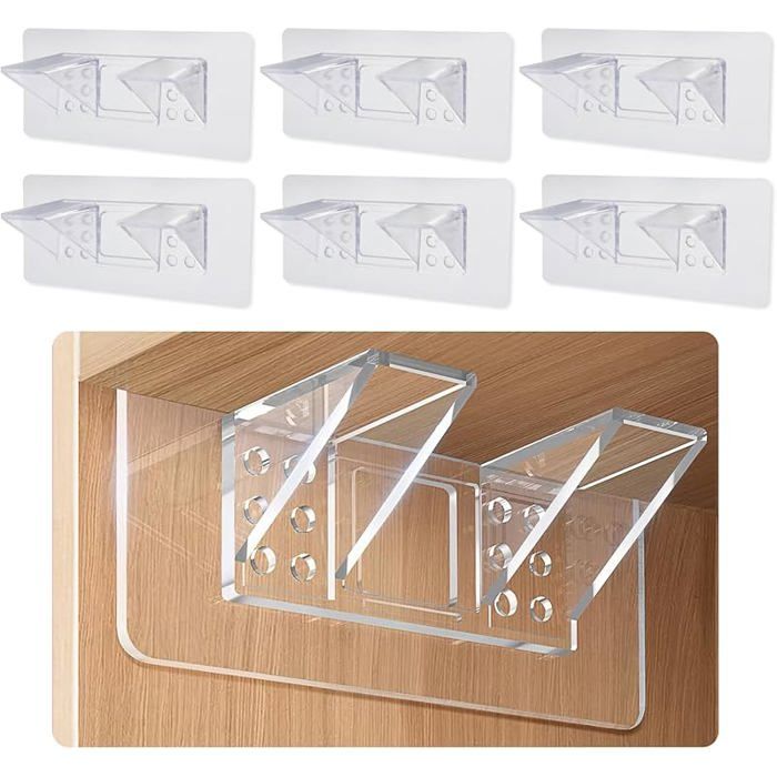 6 Pièces Supports D étagère Flottant Supports D Étagères Autocollants Taquet EtagereFixation Etagere 6 Pièces