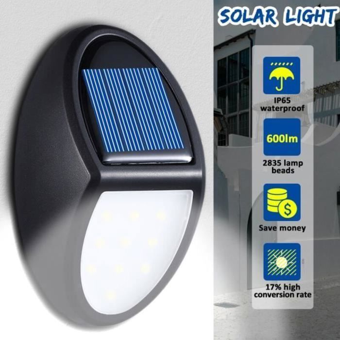 Lampe Solaire LED 10W - 600 Lumens - IP65 Étanche - Idéale pour Jardin Extérieur