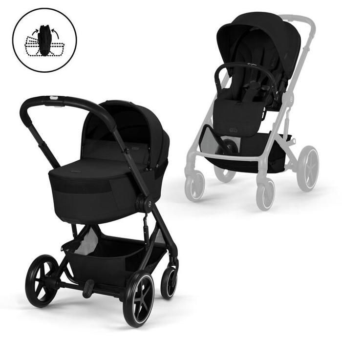CYBEX - Poussette Duo Balios S Lux 4 + Nacelle pliable Balios Moon Black