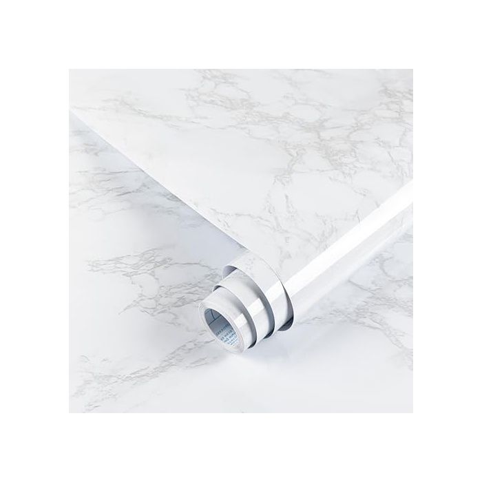 Papier if pour Meuble Blanc Marbre Rouleau Vinyle if Impermeable Film Autocollant Meuble Papier Peint 30 x 200 FILM POUR VITRAGE