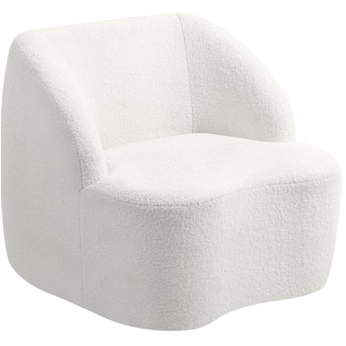 WOVREO Fauteuil moderne 1 place effet polaire en polyester mousse haute densité blanc cassé