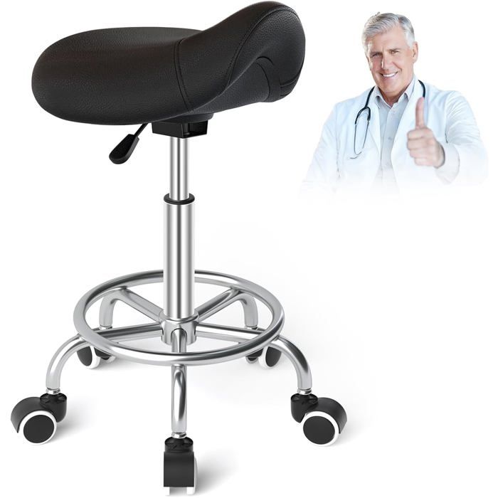 Tabouret De Selle De Cheval Anti-Mal De Dos Tabouret Ergonomique Avec Roues Tabouret Esthétique Réglable En Hauteur De 46 À 59 Cm