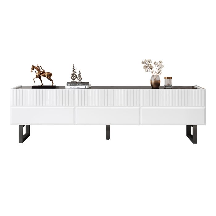Support télé noir et blanc bas à trois tiroirs style classique 170 x 35 x 47 cm