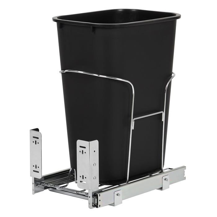 Poubelle recyclage 35qt glissières extension sous armoire noire