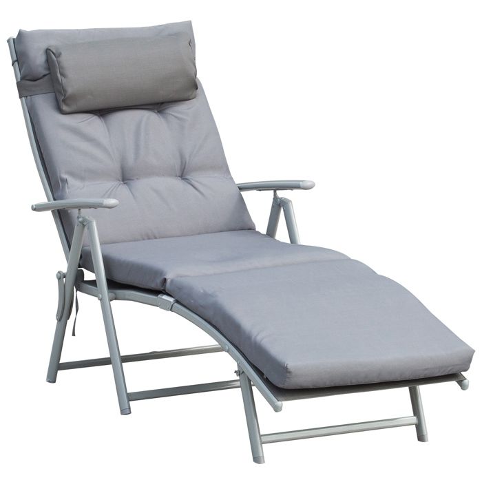 Pliable transat de jardin avec dossier réglable 7 positions coussin inclus jusqu’à 165 kg