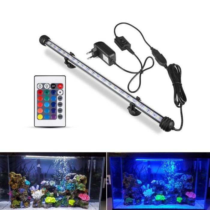 Lampe submersible pour aquarium/Éclairage sous-marin pour aquarium - Changement de couleur RGB et télécommande 38 cm