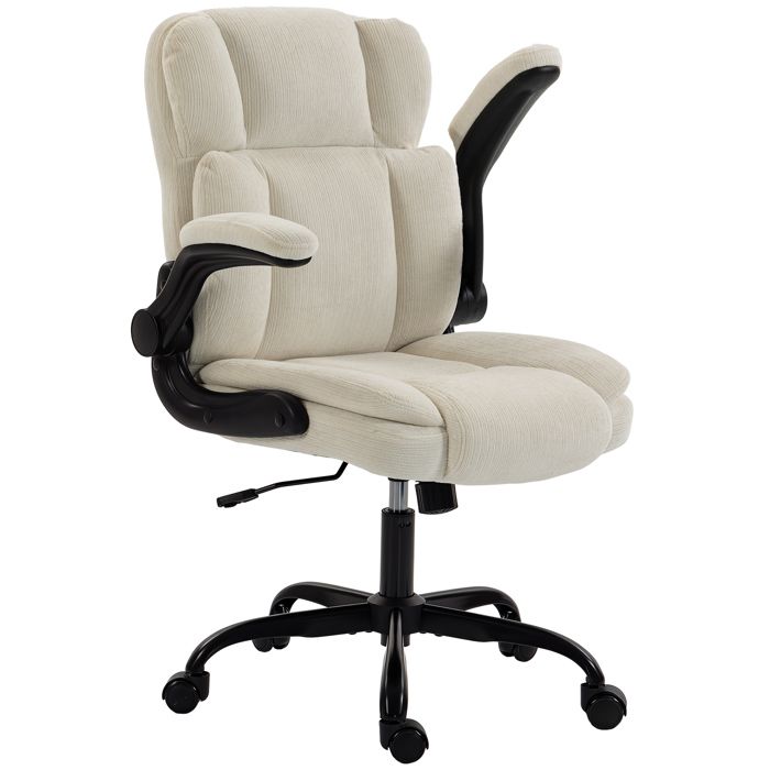 Chaise de bureau - HOMCOM - ergonomique fonction bascule hauteur réglable accoudoirs relevables - chenille - 70x67x108cm - beige Chaise de bureau - HOMCOM - ergonomique fonction bascule hauteur réglable accoudoirs relevables - chenille - 70x67x108cm - beige