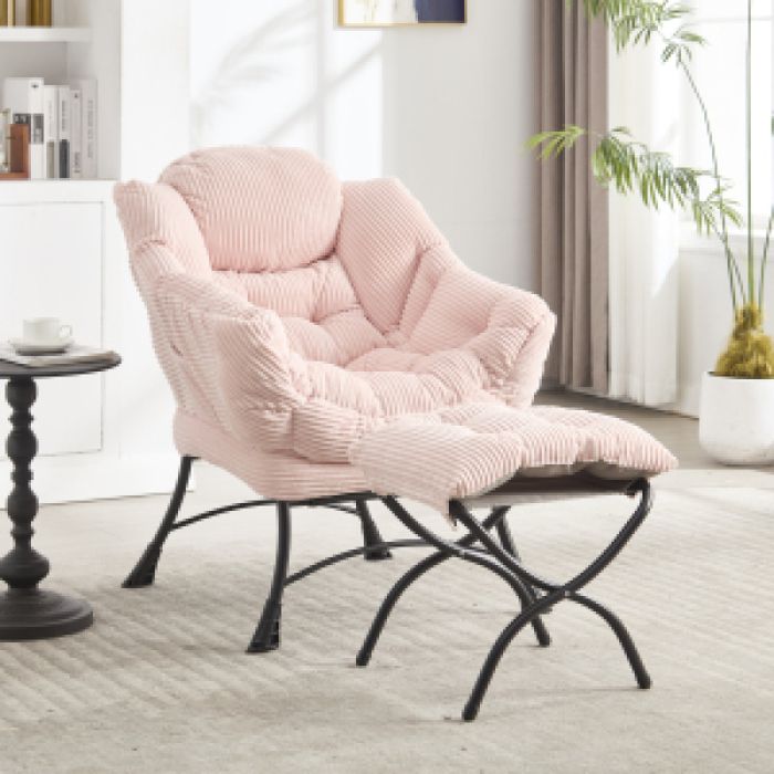 Fauteuil relax - FUNMOON - Funmoon - Repose-pieds intégré - Accoudoirs - Rose