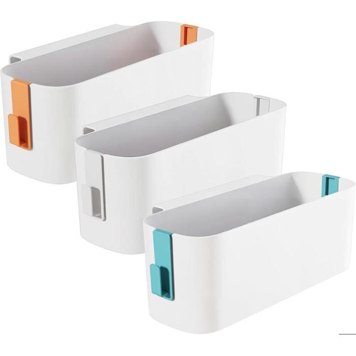 Set of 3 Hanging Basket Bed Storage Bed Organizer with Removable Hooks Bedside Hanging Basket 13x11x12cm White Green Orange