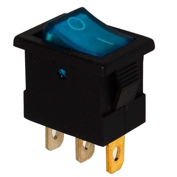 Interrupteur à Bouton Bascule DPST ON/OFF 15A 250V - 2 Positions - Pour Installation électrique, Bricolage - Connecteurs 6,3mm