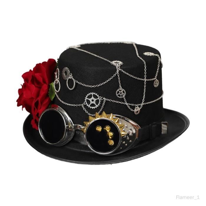 Chapeau Haut de forme Steampunk avec lunettes - déguiz-fêtes Chapeau Haut de forme Steampunk avec lunettes - déguiz-fêtes