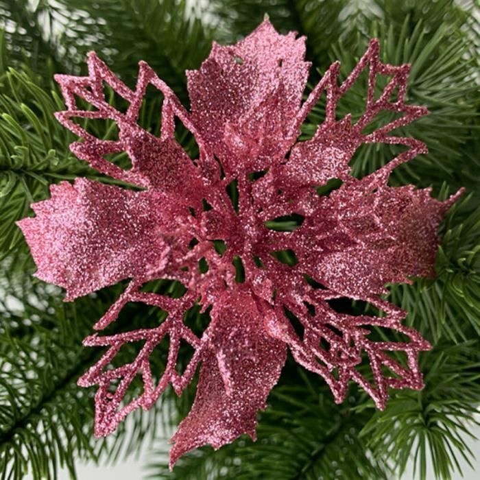 Grande fleur de scintillement décoration de sapin de Noël Rose - Cdiscount  Maison