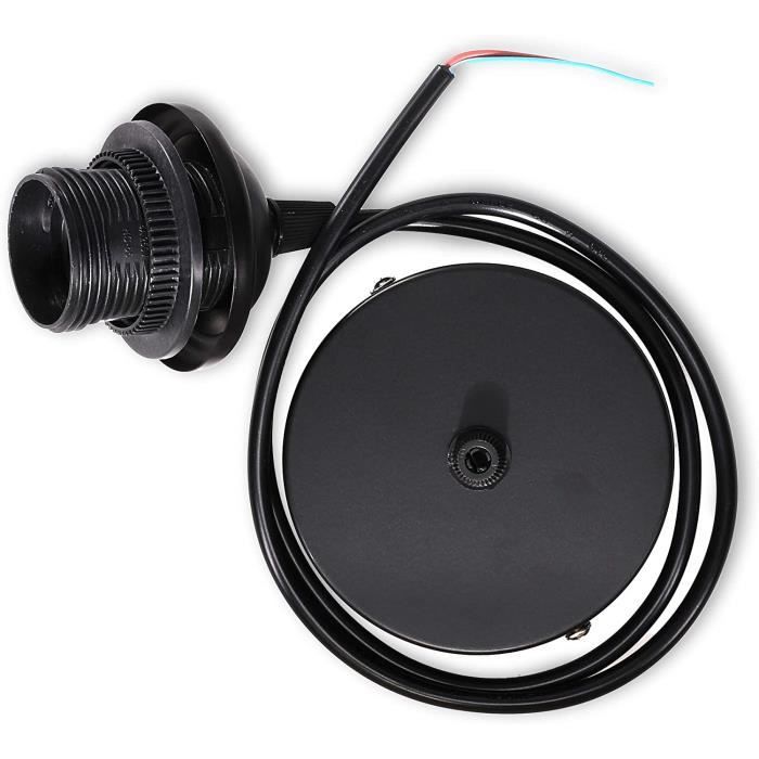 Câble électrique pour lampe - Câble avec douille E27 et bague de fixation -  Monture de suspension pour luminaire plafond - Noir - Cdiscount Maison