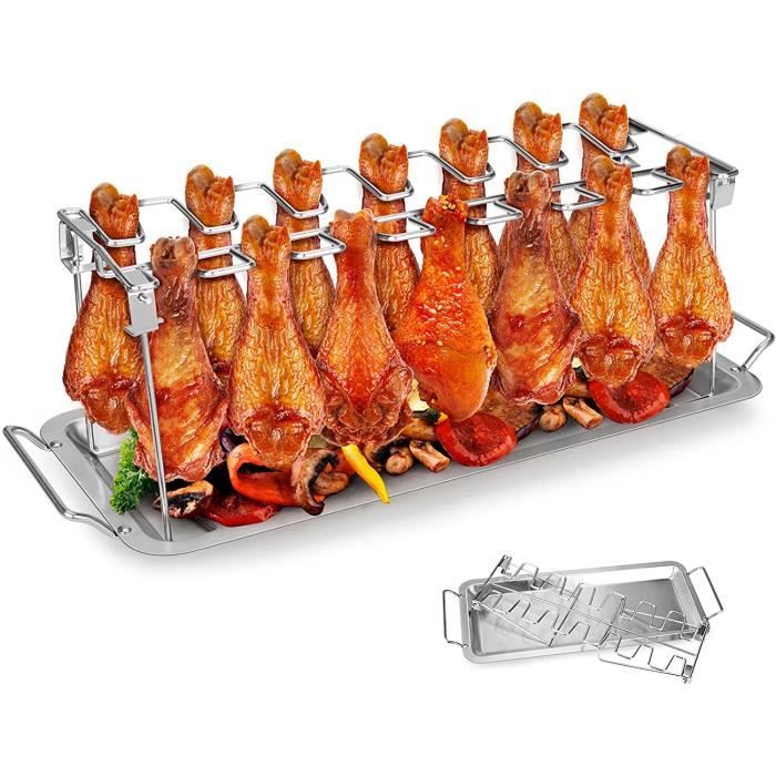 Taille B 14 Card slot Support de pattes de poulet en acier inoxydable, avec  bac d'égouttage, multi-usages, pour four et Grill, 1 j - Cdiscount Maison