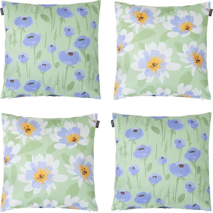 Fooyho Lot 4 Housses Coussin 50x50 Cm Cactus – Imperméables Extérieur Lin, Déco Jardin Terrasse Canapé Balcon