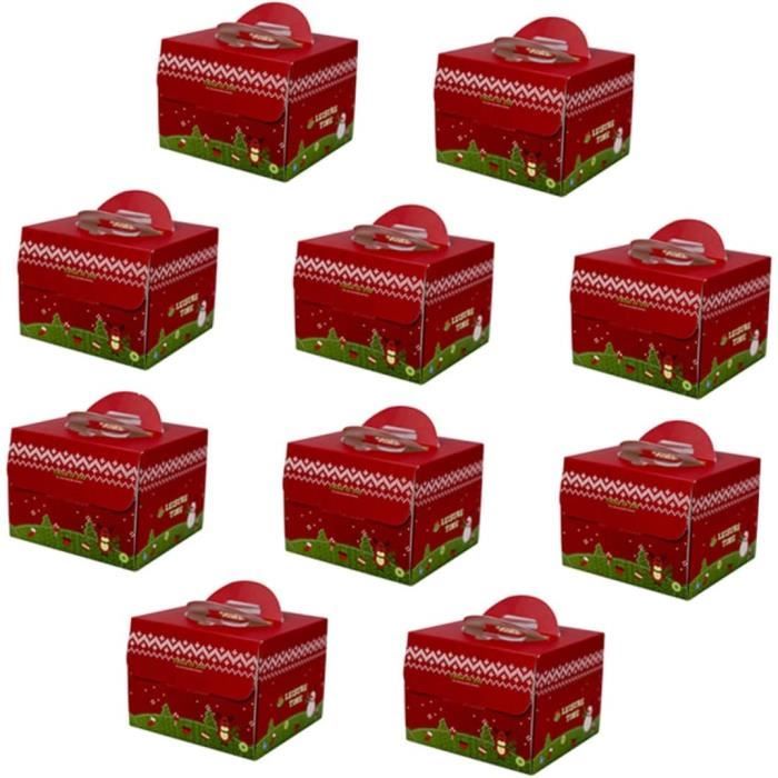 12 Boîtes Cadeaux De Noël 17,5x17,5x8 Cm – Carton épais Avec Couvercle Et Ruban – Motifs Elfes, Rennes, Père Noël – Pour Emballage Pâtisseries, Bonbons, Petits Cadeaux - 6