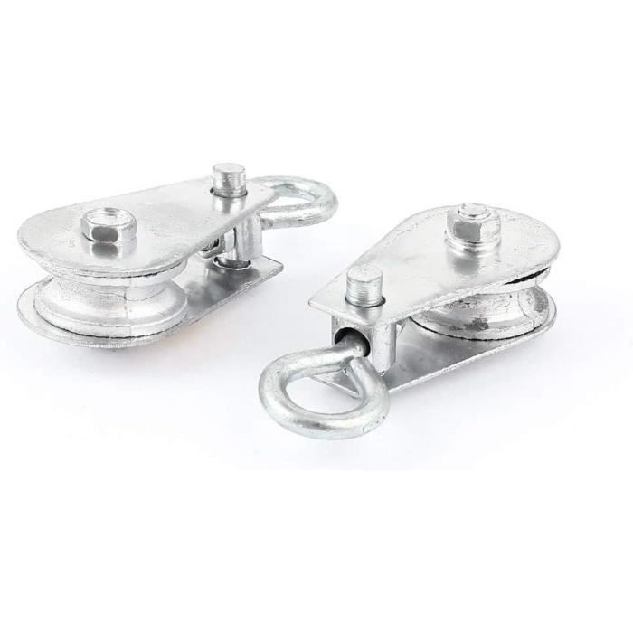 10 Poulies Simples En Acier Inoxydable M15 – Pour Levage, Traction Câble, Charge Max 35 Kg, Crochet Pivotant