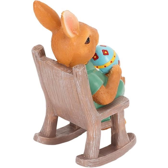 Statue Lapin Solaire En Résine - Décoration De Jardin & Balcon - Lumière Automatique - Famille De Lapins Mignonne