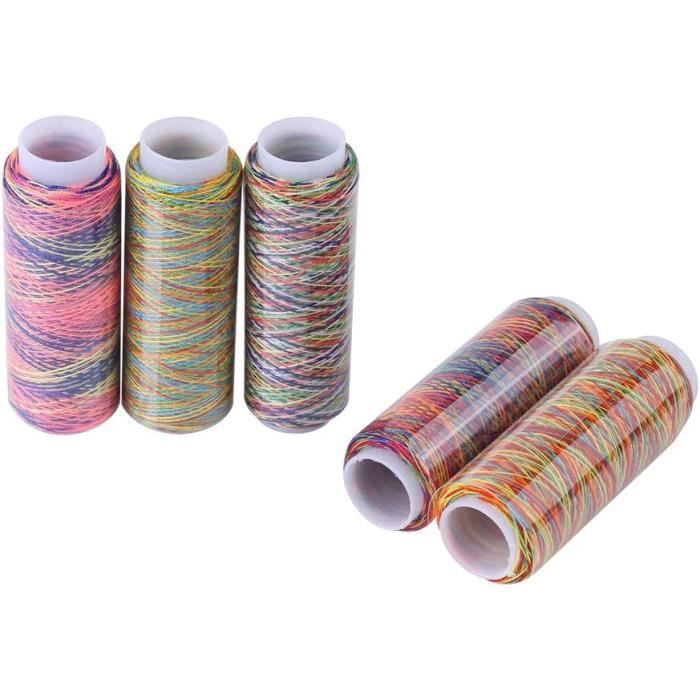 5 Bobines Fil Polyester Multicolore - 110 Mètres - Couture Main/Machine - Couleurs Dégradées