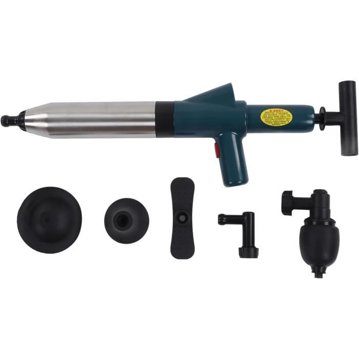 Déboucheur à Air Comprimé O OLAX – Kit 5 En 1 Avec Manomètre Et 8 Embouts, Pression Jusqu'à 8 Bars, Pour Toilettes, Lavabo, Douche