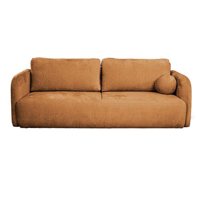 DRIXY - Canapé 3 places convertible avec coffre en tissu orange DRIXY - Canapé 3 places convertible avec coffre en tissu orange
