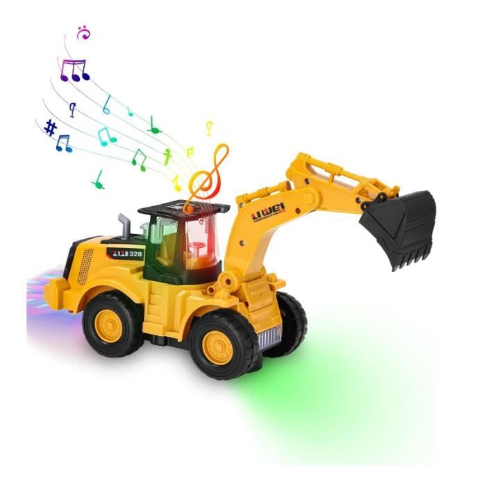 Pelle Jouet Pelleteuse Enfant avec LumièRes Et Musique Engins De Chantier Jouet Voiture Jouet AutopropulséE Tractopelle Enfant