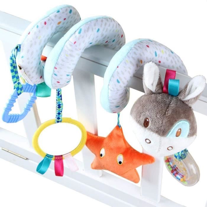 Jouet Spirale Bébé,Jouet Poussette avec Hochet Bébé et Anneau Dentition  Bébé pour Spirale Lit Poussette Landau jouet peluche